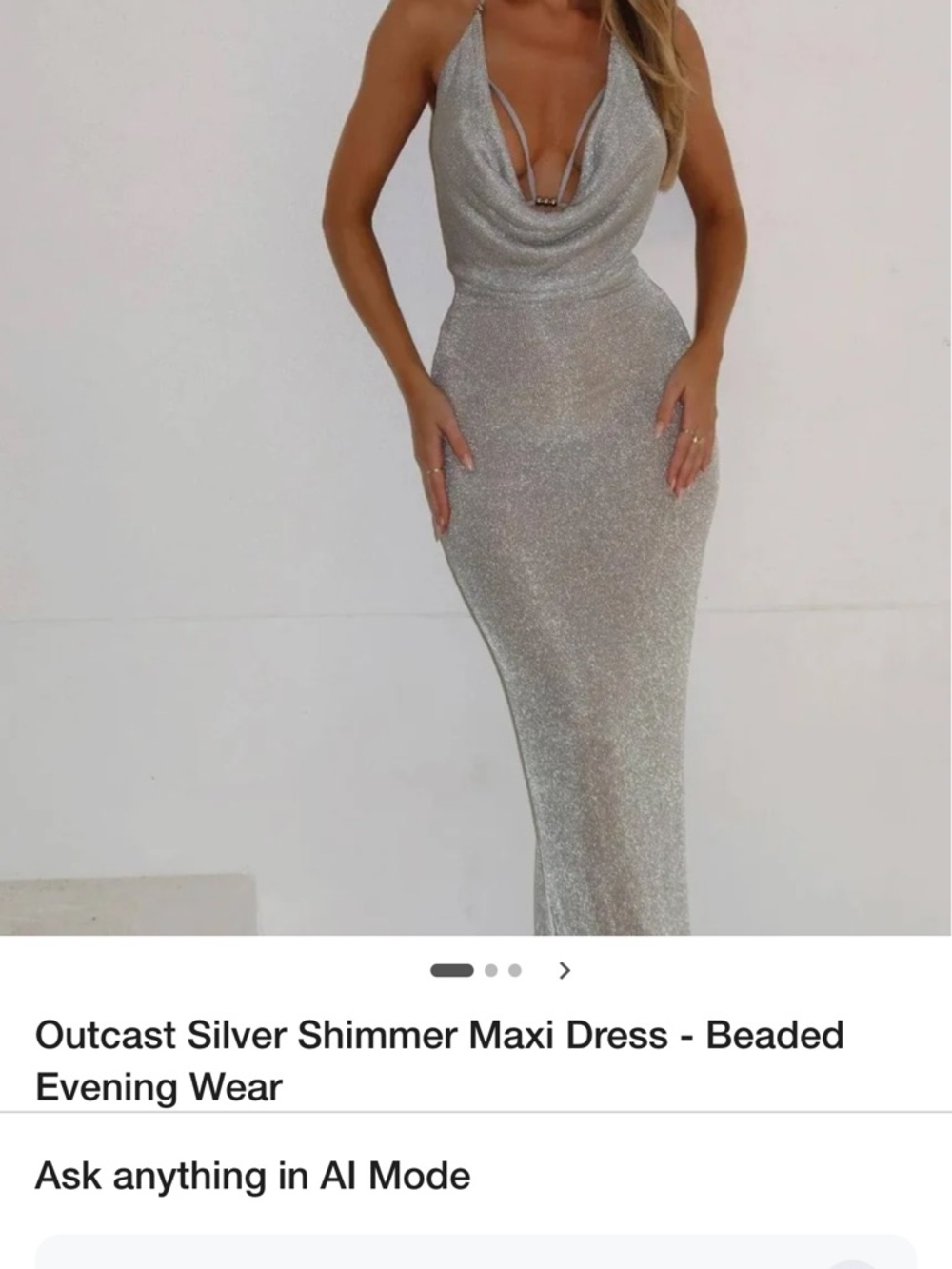 Silver Shimmer Cowl Neck Maxi Dress